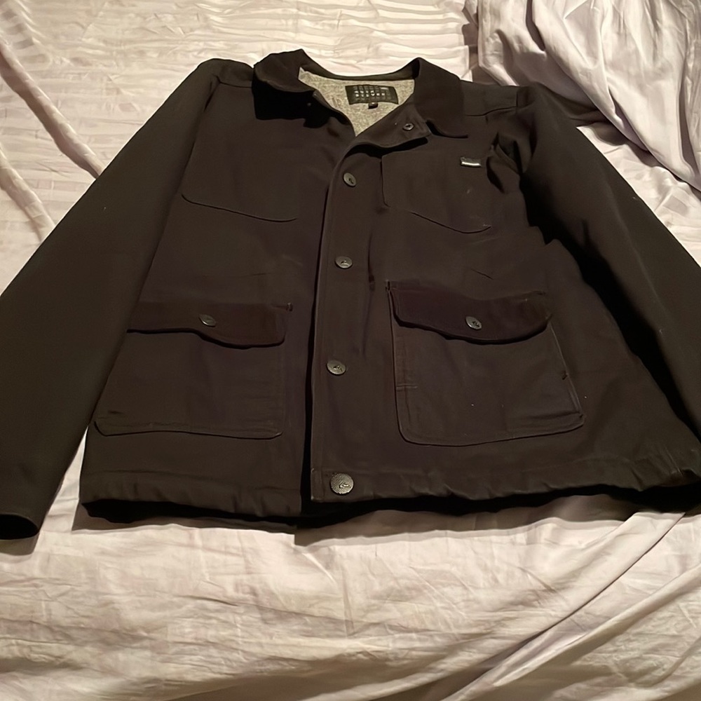 Quicksilver mens LG black denim jacket.